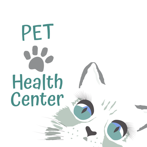 Pet Health Center Paw and Green Eyed Kitten Drawing Template